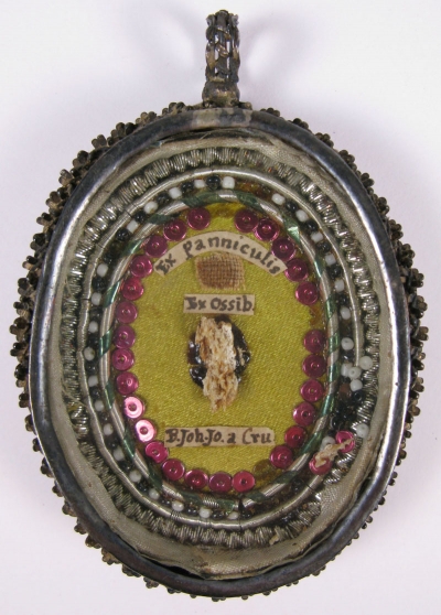 Fancy reliquary theca with relics of St. John Joseph of the Cross