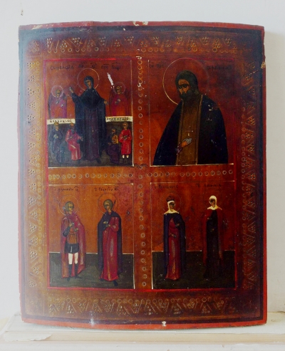 4-Part Russian Icon - Joy to All Who Sorrow Madonna &amp; Selected Saints
