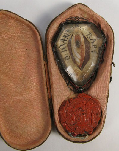 Crystal theca with relic of St John the Baptist (the Forerunner) in original case