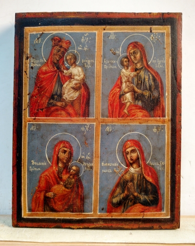 Russian icon - Four Miracleworking Madonnas