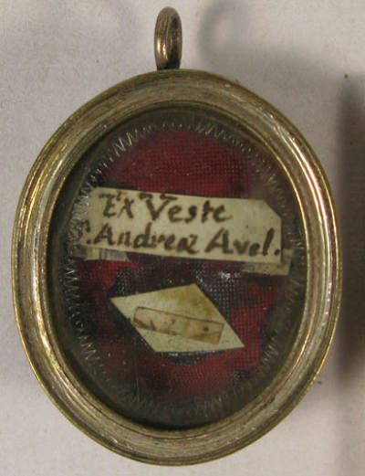 Reliquary theca with a second-class relic of Saint Andrew Avellino, invoked against sudden death