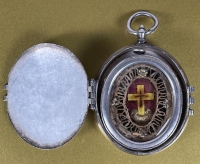 Important silver reliquary theca with Passion relic of the True Cross of Jesus Christ