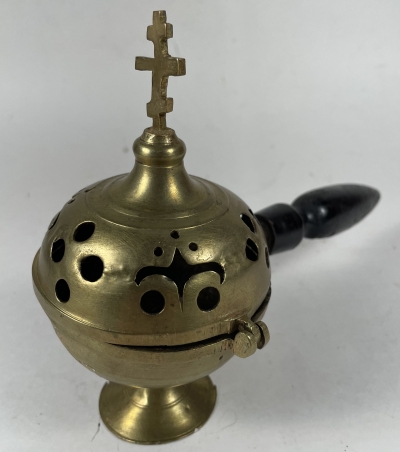 Antique Russian Orthodox brass Hand Censer (Katzion)