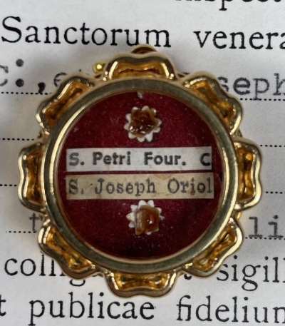 1994 Vatican documented reliquary theca with relics of St. Peter Fourier &amp; St. Joseph Oriol, the Thaumaturgus of Barcelona