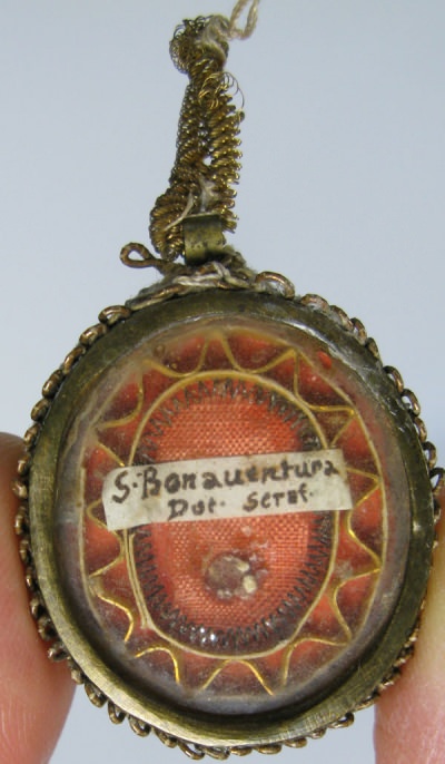 Reliquary theca with ex ossibus relic of Saint Bonaventure