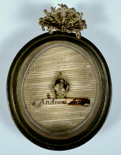 Reliquary theca with relic of St. Andrew Avellino, protector from sudden death