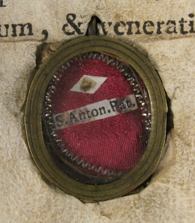 Documented reliquary with relics of Saint Anthony of Padua