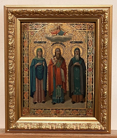 Russian Icon - St. Martyress Juliana of Nicomedia, St. Basil the Great &amp; Theodore the Studite