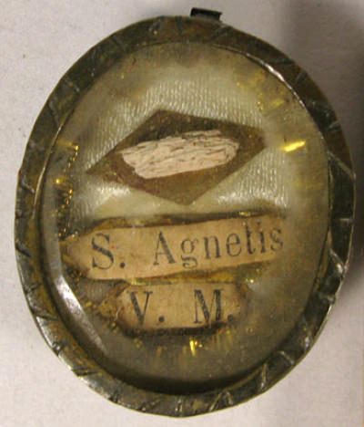 Theca with first-class relics Saint Agnese of Rome