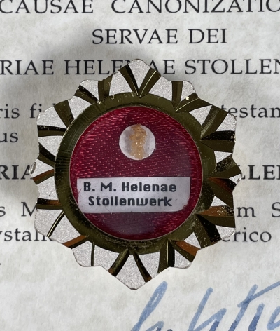 1995 Documented reliquary theca with relics of the Blessed Maria Helena Stollenwerk, the Missionary Sisters Servants of the Holy Spirit