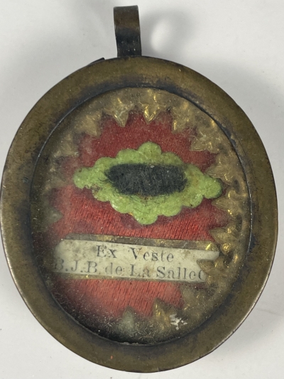 Reliquary theca with relics of St. Jean-Baptiste de La Salle, founder of the Institute of the Brothers of the Christian Schools