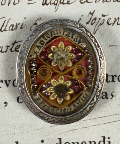 1828 Vatican-documented reliquary theca with relics of St. Anthony of Padua &amp; St. Francis of Assisi