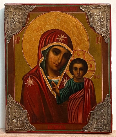 Russian icon - Our Lady of Kazan with Evangelists