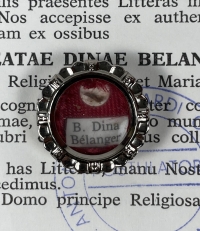 1993 Documented reliquary theca with relics of the Quebec Blessed Dina Belanger (Marie of Saint Cecilia of Rome)