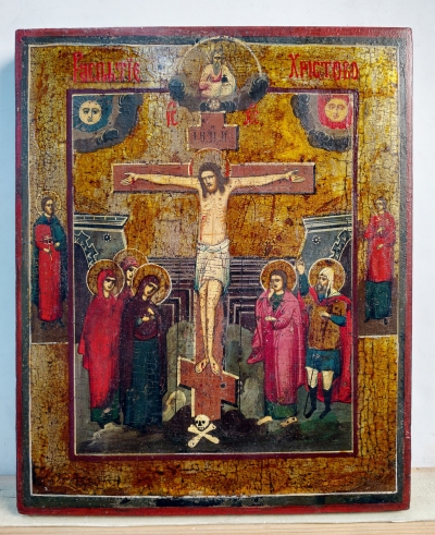 Russian Icon - The Crucifixion of Christ