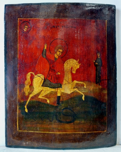 Russian Icon - Miracle of St George Slaying the Dragon