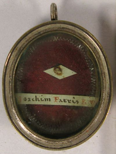 Reliquary theca housing relic of Saint Joachim, Father of the Blessed Virgin Mary.
