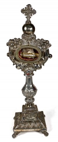 Spectacular Silver Reliquary Monstrance with a Large Relic of St. Theodore of Amasea (Tyron), the Great Martyr