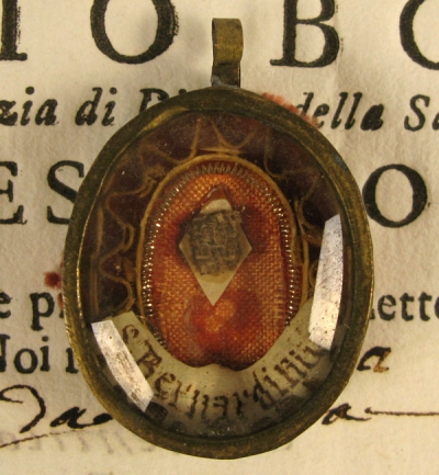 Documented reliquary theca with relics of Saint Bernardino of Siena, Apostle of Italy