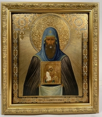 Fancy Russian Icon - St. Venerable Νikodemos, Abbot of Khozyuga-Lake Monastery