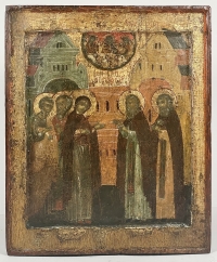 17 century Russian Icon - The Appearance of the Theotokos Before St. Sergei of Radonezh