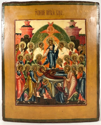 Fine Russian Icon - The Dormition of the Most Holy Mother of God