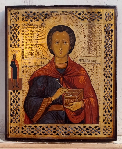 Russian Icon - Saint Panteleimon (Pantaleon), the Unmercenary Healer &amp; Greatmartyr