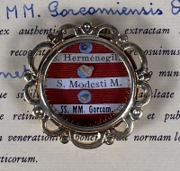 1990 Documented reliquary theca with relics of Martyrs: St. Hermenegild St. Modestus &amp; the Martyrs of Gorkum