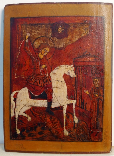 Russian icon - Miracle of St. George Slaying the Dragon