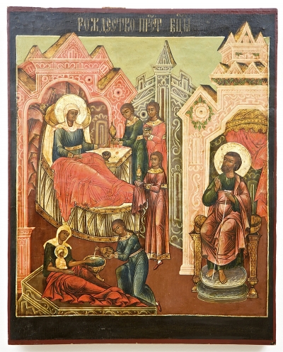 Russian Icon from the Festival Row of Iconostasis - the Nativity of the Virgin Mary
