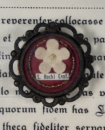1956 documented reliquary theca with first-class relic of Saint Roch (Rocco)