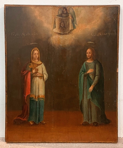 Russian icon - 2 Martyrs: St. Juliana &amp; St. Stephen the Protomartyr