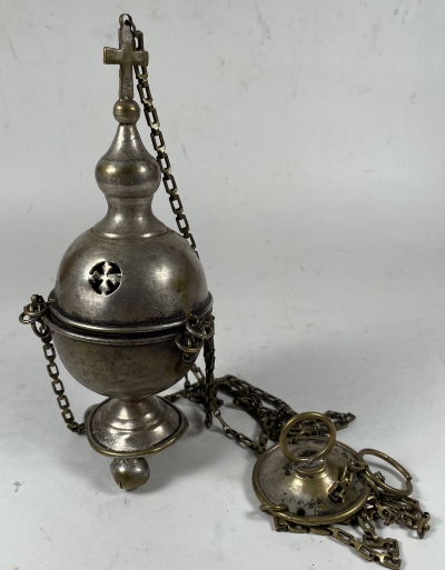 Antique Russian Orthodox brass thurible (kadilo) Orthodox Church censer