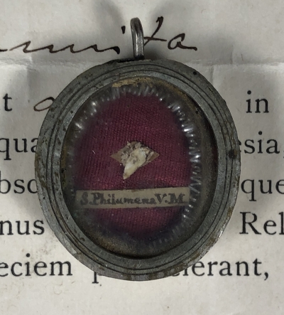 Documented theca with relics of St Philomena, Patron saint of lost causes