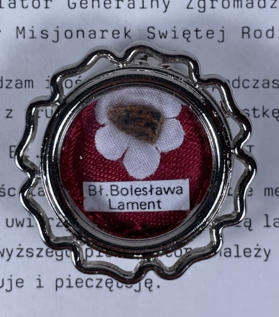1991 Documented reliquary with relics of the Polish Blessed Boleslawa Lament, founder of the Missionary Sisters of the Holy Family