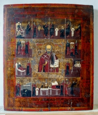 Russian Icon - St. Nicholas with Scenes of His Life and Miracles