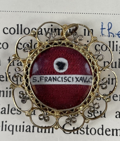 1953 Documented reliquary theca with relics of Jesuit Saint Francis Xavier