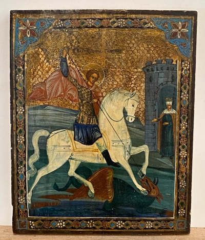 Russian Icon - Saint George Slaying the Dragon
