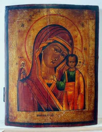 Russian Icon - Our Lady of Kazan with St. Mary, Martyr