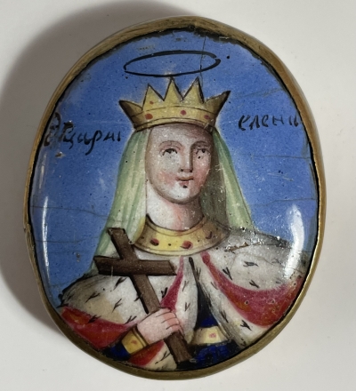 Small Russian Finift Porcelain icon - St. Empress Helena
