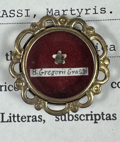 1995 Documented reliquary theca with relic of Bl. Gregorio Grassi, Martyr of China
