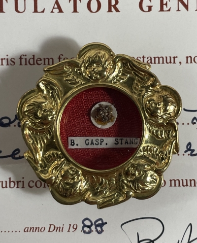 1988 Documented reliquary theca with relic of the German Blessed Kaspar Stanggassinger