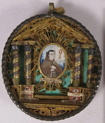 Important theca with the relics of Saint Paschal Baylon and four other Catholic Saints
