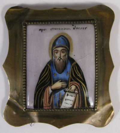 Russian Religious Finift Porcelain Plaquette of St. Anthony of Kiev-Pechora Monastery