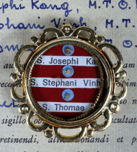 1991 Documented reliquary theca with relics of 3 Martyrs of Vietnam: Sts. Joseph Kang, Stephen Vinh &amp; Thomas De