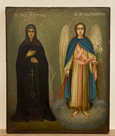 Russian Icon - St. Venerable Saint Matrona, Abbess of Constantinople &amp; the Guardian Angel