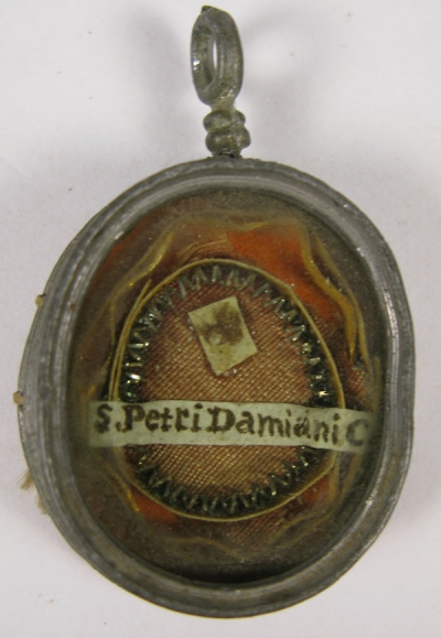 Reliquary theca with relics of Saint Peter Damian, patron Saint of freerunners