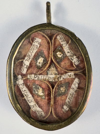 Reliquary theca with relics of St. Philip Neri, St. Vincent Ferrer, St. Paschal Baylon, St. Felix of Cantalice, &amp; St. Placidas Martyr