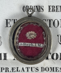 1853 Documented reliquary theca with relic of St. ​Stephen, Martyr invoked against headaches