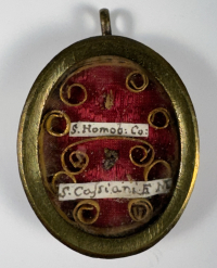 Reliquary theca with a relics of St. Homobonus &amp; St. Cassian Bishop of Imola, Martyr